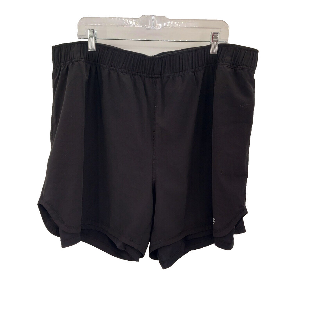 Bcg 2x Black Athletic Shorts Womens Plus Biker Short Lined High Waist 5" Inseam